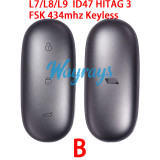 Original for Li Auto L7/L8/L9 ID47 chip HITAG 3 with FSK 434mhz keyless 3 button remote key
