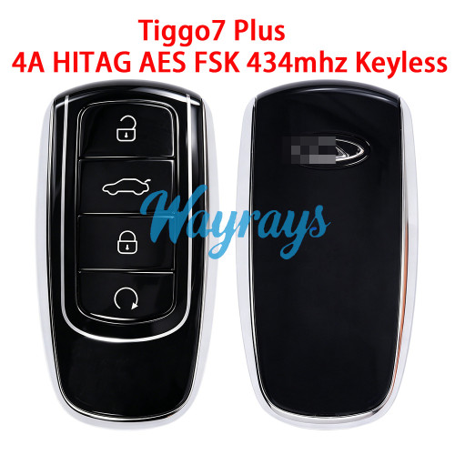Original for Chery Tiggo7 Plus 4A chip HITAG AES with FSK 434mhz keyless 4 button remote key