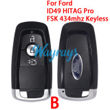 Original for Ford ID49 chip HITAG Pro with FSK 434mhz keyless 2/3 button remote key