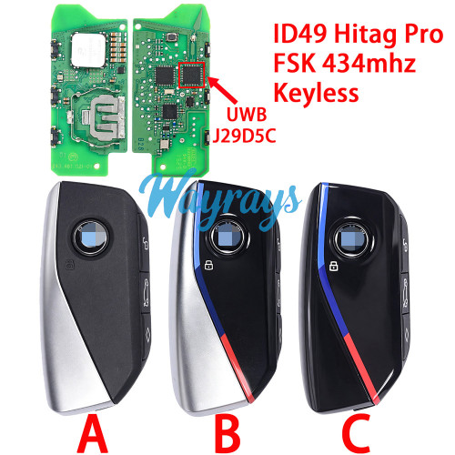 Original for BMW UWB model ID49 chip Hitag Pro with FSK 434mhz keyless 4 button remote key