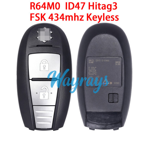 Original for Suzuki R64M0 ID47 chip Hitag 3 with FSK 434mhz keyless 2 button remote key
