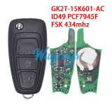 Original for Ford GK2T-15K601-AC ID49 chip PCF7945F with FSK 434mhz 3 button remote key
