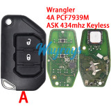 Original for Jeep Wrangler 4A chip PCF7939M with ASK 434mhz keyless remote key