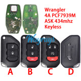 Original for Jeep Wrangler 4A chip PCF7939M with ASK 434mhz keyless remote key
