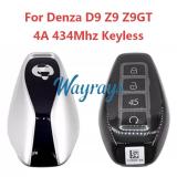 Original for BYD Denza D9 Z9 Z9GT 4A chip 434mhz keyless 4 button remote key