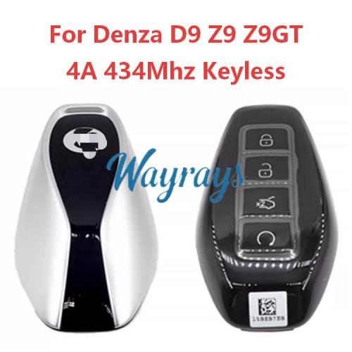 Original for BYD Denza D9 Z9 Z9GT 4A chip 434mhz keyless 4 button remote key