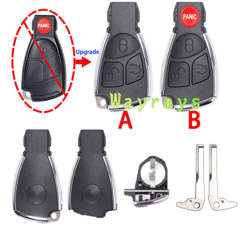 For Benz modified key shell  with round logo place