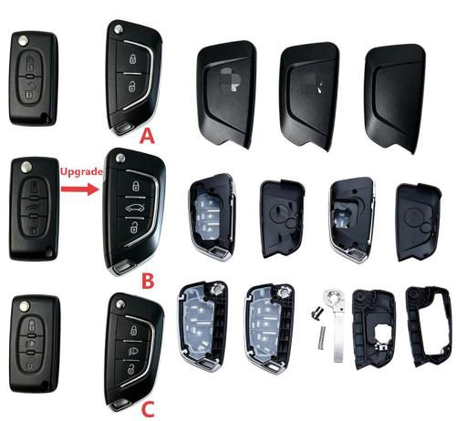 For Citroen peugeot modified key shell,pls choose button\battery clamp\logo place