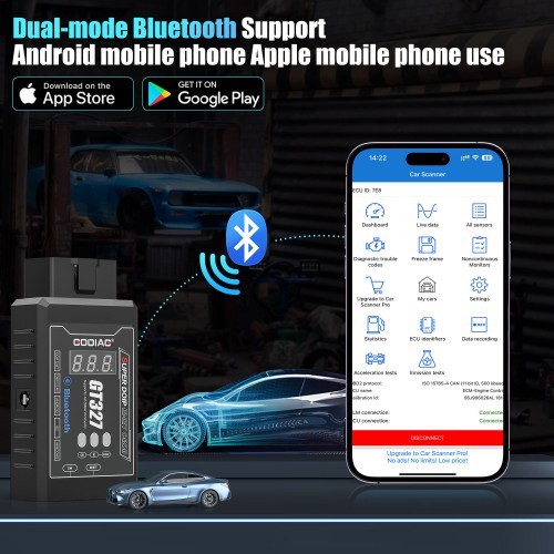 GODIAG GT327 SUPER DOIP ENET ELM327v1.5 Bluetooth 4.0 OBDII Scanner, with Voltage Display for iOS/Android/Windows