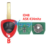 For Ferrari 458 F430 612 etc ID48 chip with ASK 434mhz 1/3 button remote key
