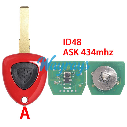 For Ferrari 458 F430 612 etc ID48 chip with ASK 434mhz 1/3 button remote key