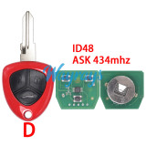For Ferrari 458 F430 612 etc ID48 chip with ASK 434mhz 1/3 button remote key