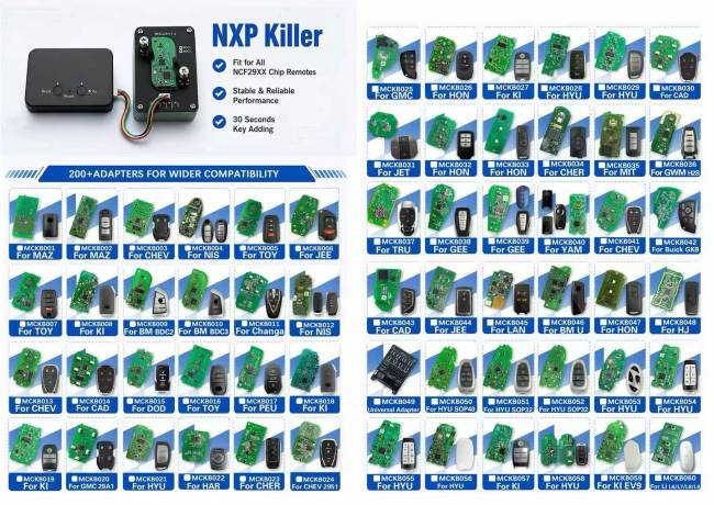 【Only Adapter After No.100】No Limited NXP Killer Tool |1 Minute Clone NXP Smart Key| Support all NXP smart original or aftermarket key fob