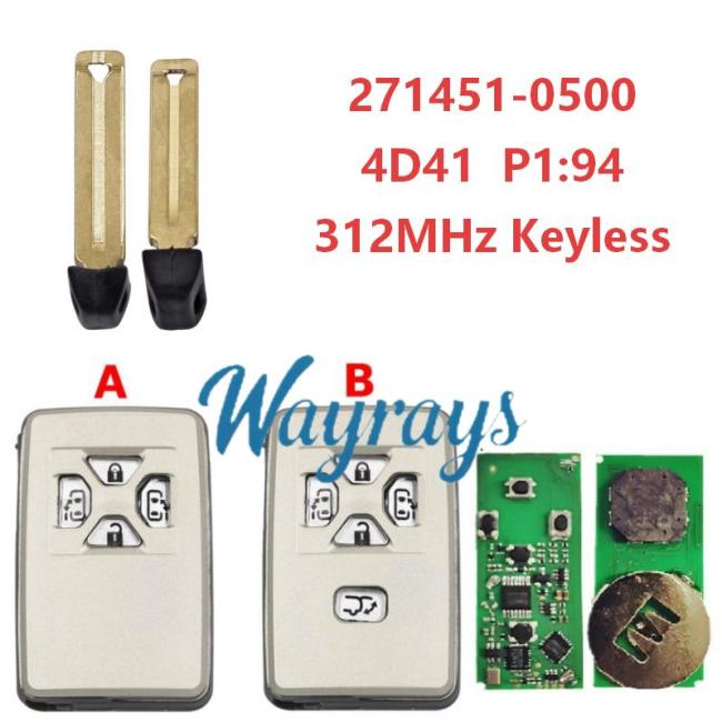 For Toyota 271451-0500 4D71 chip with 312mhz keyless 4/5 button remote key