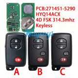For Toyota 2009+Venza 271451-5290 HYQ14ACX 4D chip with FSK 314.3mhz keyless remote key