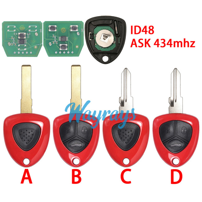 For Ferrari 458 F430 612 etc ID48 chip with ASK 434mhz 1/3 button remote key