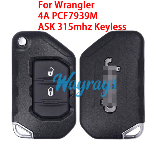 Original for Jeep Wrangler 4A chip PCF7939M with ASK 315mhz keyless 2 button remote key