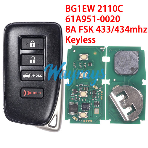For Lexus IS350 LX560 LX570 BG1EW 2110C 61A951-0020 8A chip with FSK 433/434mhz keyless remote key