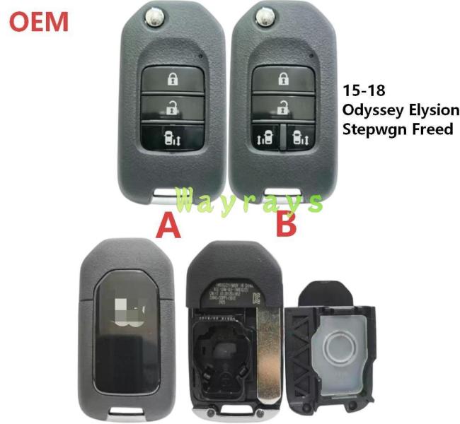 For Original Honda key shell with OEM logo place,15-18 Odyssey Elysion Stepwgn Freed