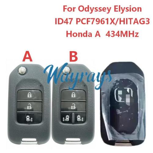 Original for Honda A Odyssey Elysion ID47 chip PCF7961X with 434mhz 3/4 button remote key