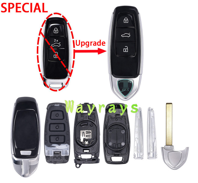 For Audi modified key shell with OEM logo place,accroding Lamborghini urus shape model, use for orginal Audi A6L A8L VVDI KEYDIY MLB