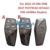 Original for 2022-2025 MG ONE ID47 chip PCF7953X with FSK 434mhz keyless 5 button remote key