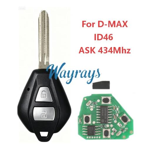 For ISUZU D-MAX ID46 chip PCF7936A with ASK 434mhz 2 button remote key