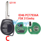 For Suzuki Swift ID46 chip PCF7936A with FSK 315mhz 2 button remote key