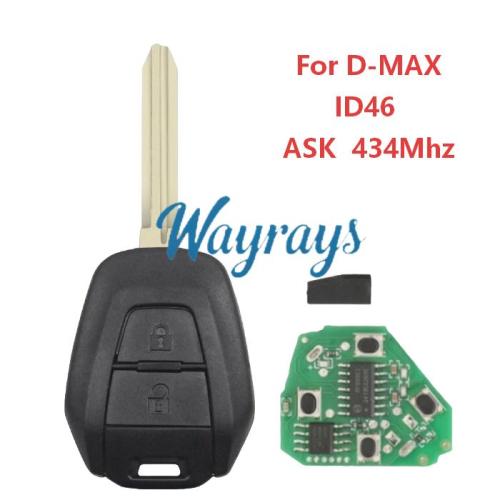 For ISUZU D-MAX ID46 chip PCF7936A with ASK 434mhz 2 button remote key