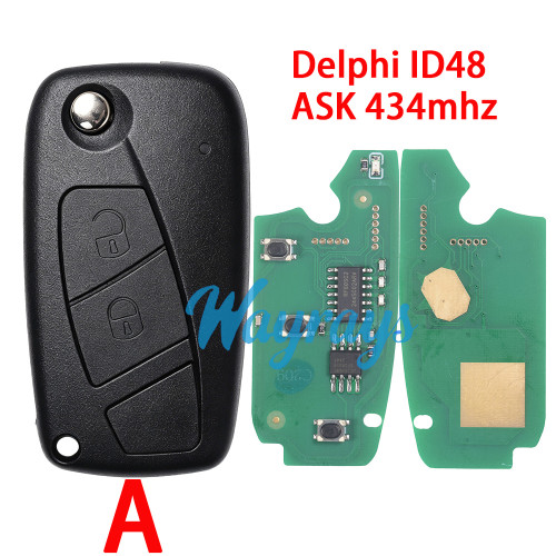 For Fiat Delphi BSI System ID48 chip with ASK 434mhz 2/3 button remote key