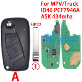 For Fiat/Iveco/Citroen/Peugeot  MPV/truck ID46 chip PCF7946A with ASK 434mhz 2/3 button remote key