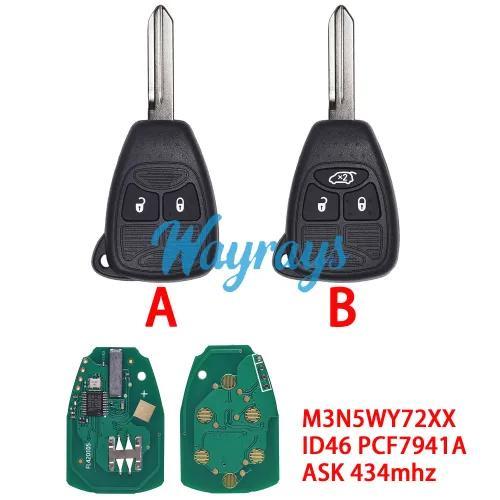 For Chrysler/Jeep M3N5WY72XX ID46 chip PCF7941A with ASK 434mhz 2/3 button remote key