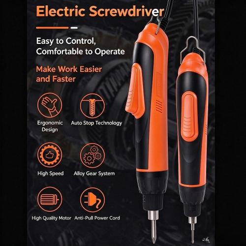 Direct-plug High-speed electric screwdriver with multi-stage torque adjustment and high-torque carbon-brush motor