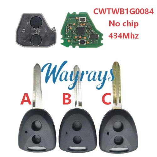 For Toyota CWTWB1G0084 with 434mhz 2 button remote key