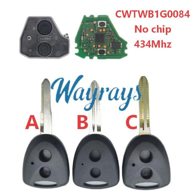 Original internal core for Toyota CWTWB1G0084 with 434mhz 2 button remote key,with aftermarket key shell