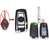 For BMW modified key shell with 2 track/4 track blade with round logo place