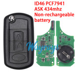 For Landrover Discovery 3 ID46 chip PCF7941 with ASK 434mhz remote key, HU101 blade,Non-rechargeable battery