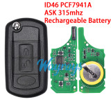 For Landrover Discovery3 ID46 chip PCF7941A with ASK 315mhz 3 button remote key,Rechargeable Battery