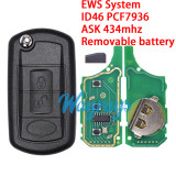 For Lanrover EWS System ID46 chip PCF7936 with ASK 434mhz 3 button remote key