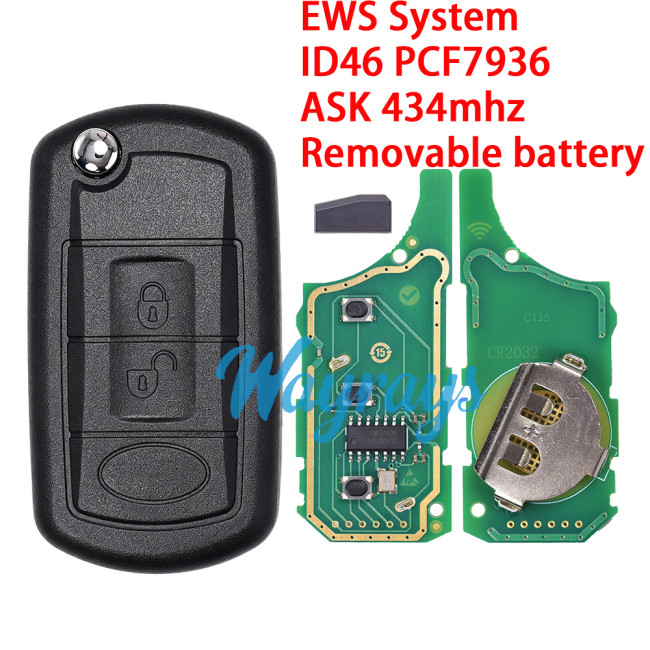 For Lanrover EWS System ID46 chip PCF7936 with ASK 434mhz 3 button remote key