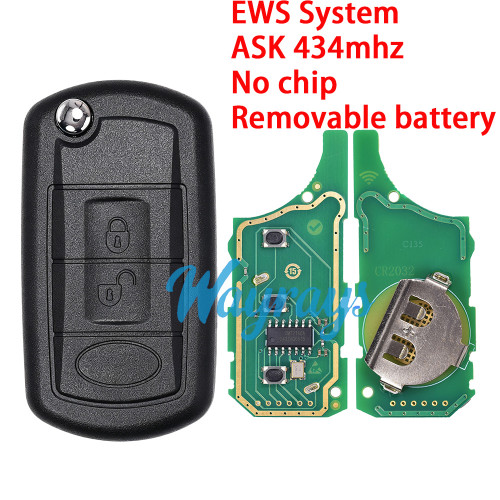 For landrover EWS System No chip, ASK 434mhz 3 button remote key.Removable battery