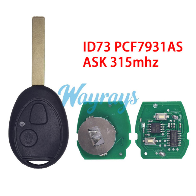 For BMW ID73 chip PCF7931AS with 315mhz 2 button remote key