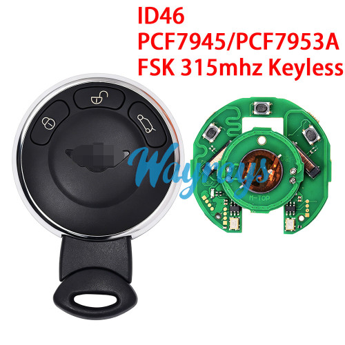 For BMW ID46 chip PCF7945/PCF7953A with FSK 315mhz keyless 3 button remote key