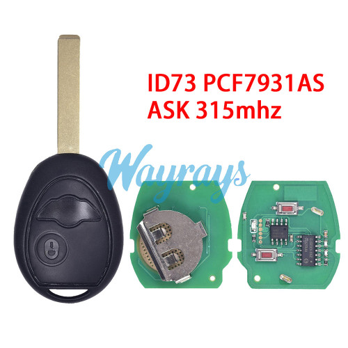 For BMW MINI ID73 chip PCF7931AS with ASK 315mhz 2 button remote key