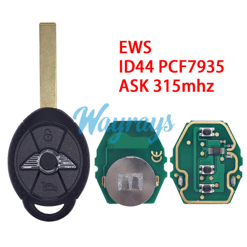 For BMW EWS ID44 chip PCF7935 with ASK 315mhz 3 button remote key