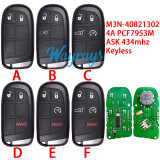 For Chrysler/Jeep Compass M3N-40821302 4A chip PCF7953M with ASK 434mhz keyless remote