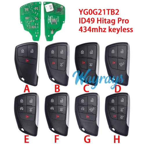 For Chevrolet YG0G21TB2 ID49 chip Hitag Pro with 434mhz keyless remote key