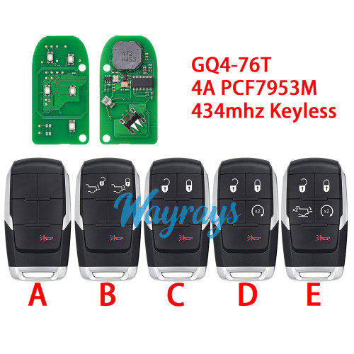 For Dodge Ram GQ4-76T 4A chip PCF7953M with 434mhz Keyless remote key