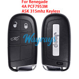 Original for Jeep Renegade 4A chip PCF7953M with ASK 315mhz keyless 3 button remote key