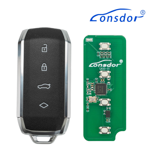 LONSDOR LK50-01 LK50-02 Maserati/Chrysler style NXP Series Universal Smart Key 4-Button Adjustable Frequency for KW100/ K518 FCV/ K518 PRO